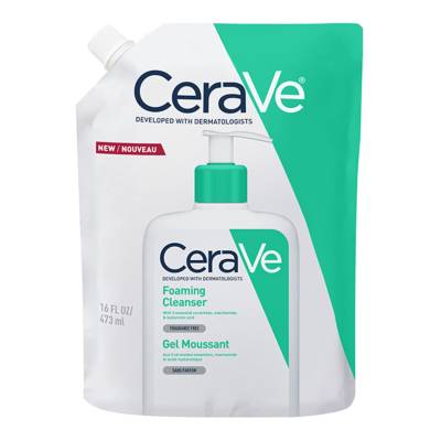 CeraVe Foaming Cleanser Refill Pouch with Niacinamide for Normal to Oily Skin 473ml