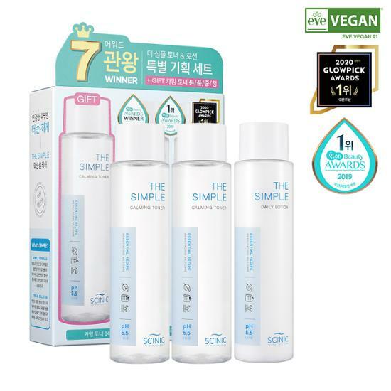 Scinic The Simple Skincare Set (Toner 145ml + Toner 145ml + Lotion 145ml)
