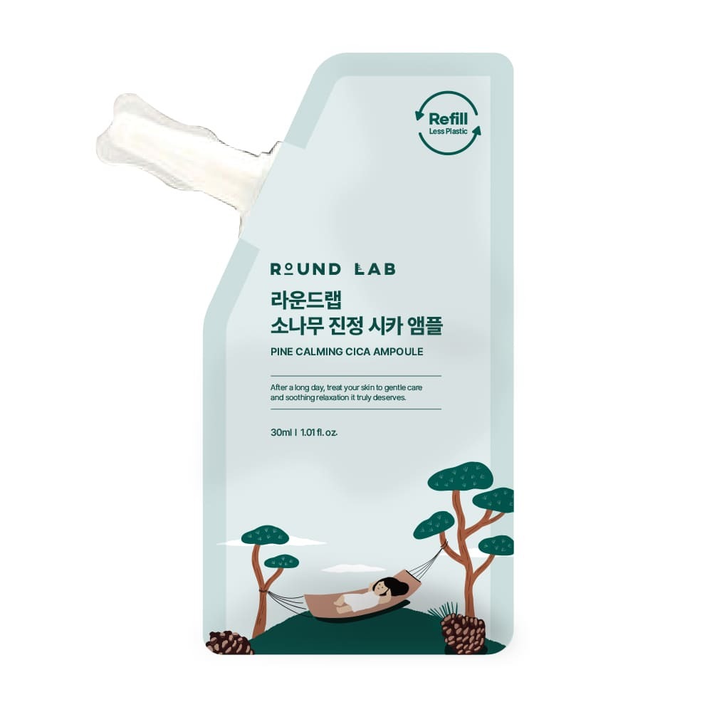 [NUNMEONGI EDITION] ROUND LAB Pine Calming Cica Ampoule 30ml Refill Set (+Refill 30ml+Mask Sheet 1ea+Stickers)