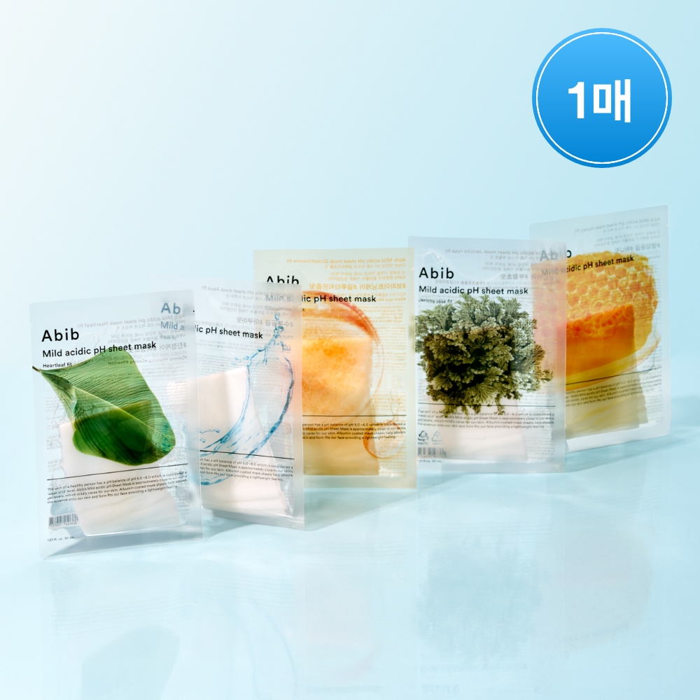 Abib Mild Acidic pH Sheet Mask (10 sheet) – Heartleaf / Jericho Rose / Aqua / Glutathione / Honey