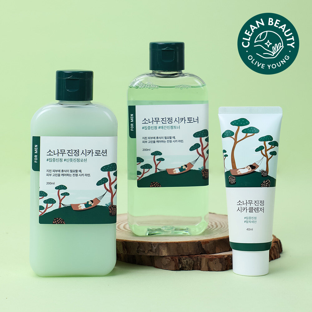ROUND LAB For Men Pine Calming Cica Toner/Lotion Set (Toner 300ml+Lotion 200ml) (2)