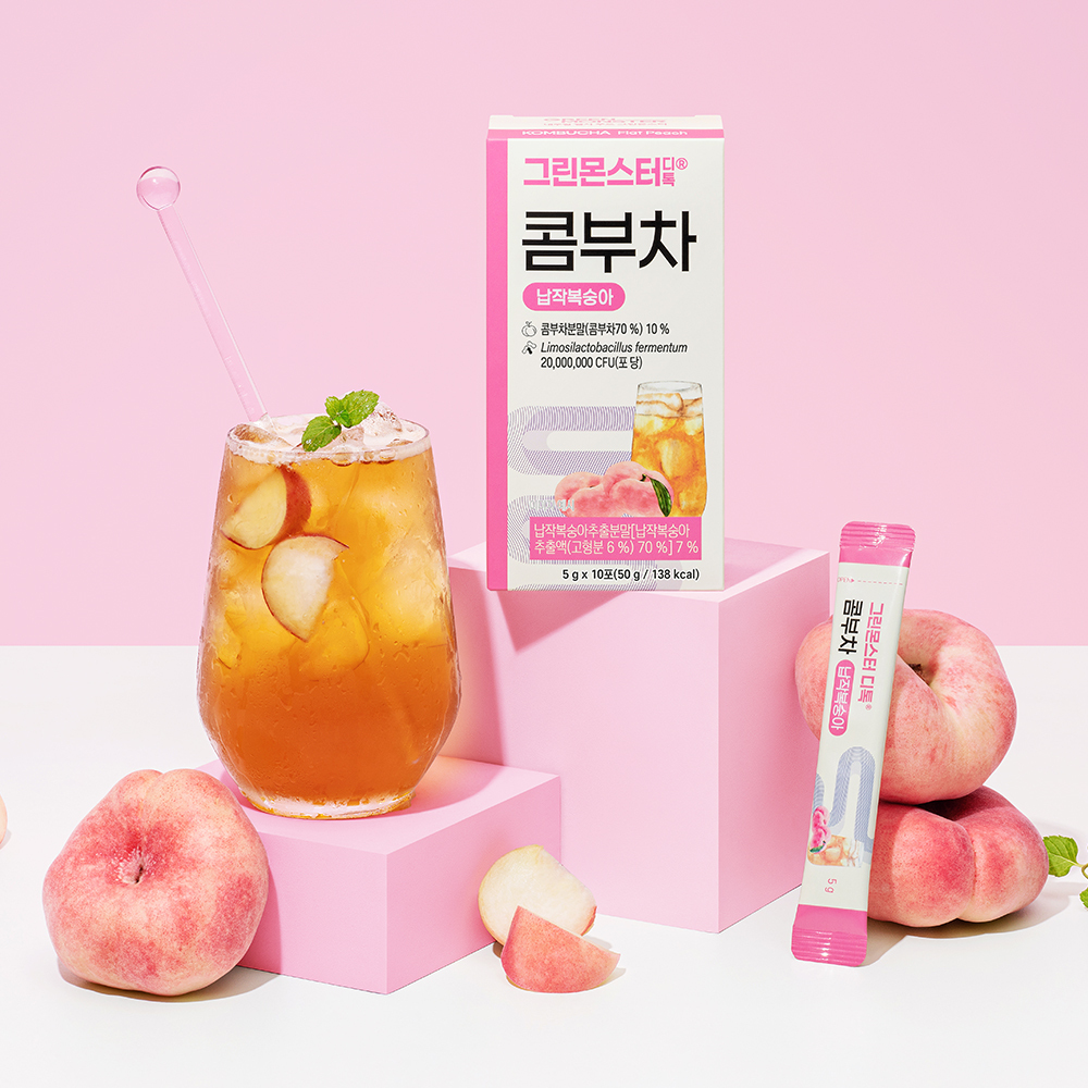 GREEN MONSTER D-toc Kombucha Flat Peach 10 Sticks