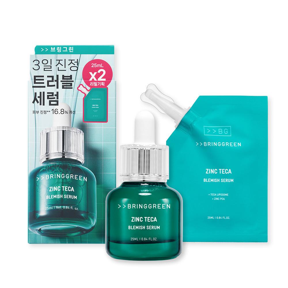 BRINGGREEN Zinc Teca Trouble Serum 50mL+25mL Refill (+Spot Gel 10ml) (2)