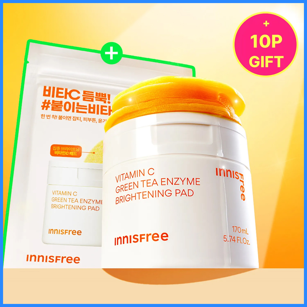 Innisfree Green Tea Enzyme Vitamin C Brightening Toner Pads 2.8ml 60s (7)