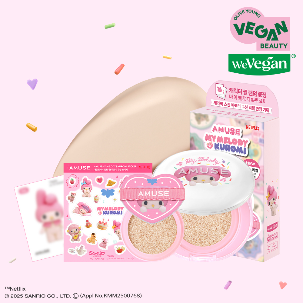 [MY MELODY EDITION] AMUSE Ceramic Skin Perfector Cushion (+Refill, Stickers)