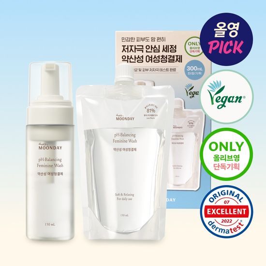 HappyMoonday pH-Balancing Feminine Wash 150ml Set (+Refill 150ml)