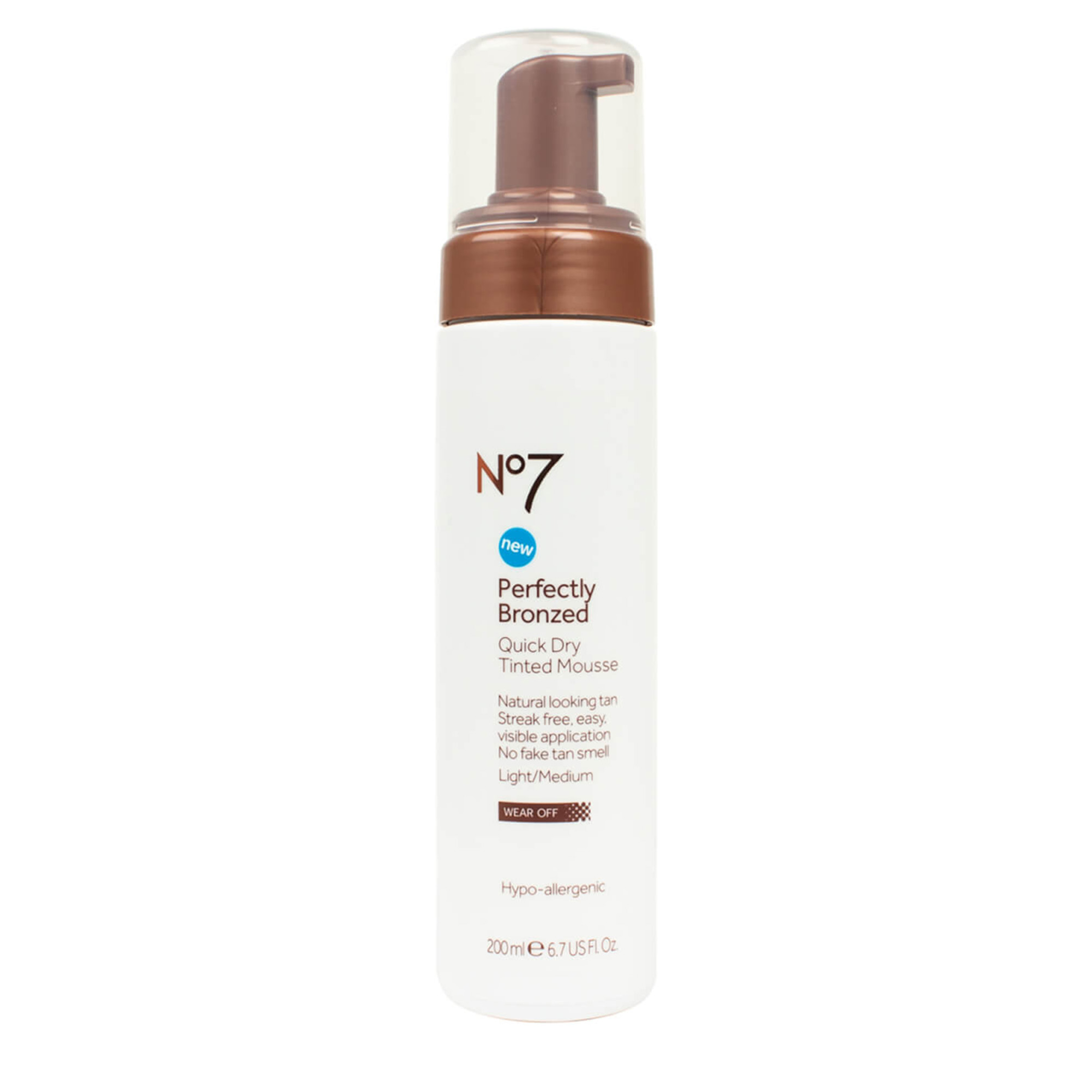 No7 Perfectly Bronzed Quick Dry Tinted Mousse 200ml - Light/Medium