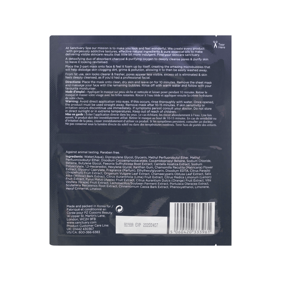 Sanctuary Spa Charcoal Bubble Sheet Mask 22g (8)